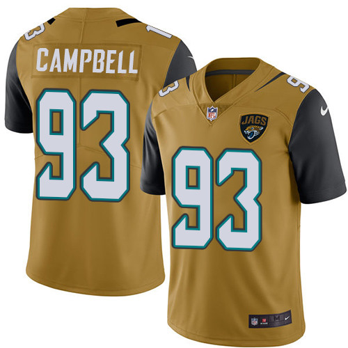 Nike Jacksonville Jaguars #93 Calais Campbell Gold Men Stitched NFL Limited Rush Jersey->jacksonville jaguars->NFL Jersey